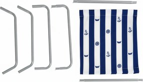 Összecsukható tengerparti nyugágy SAND MARINE, fehér-kék