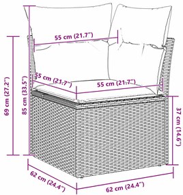 Kerti Kanapé Szett 11 pcs bézs és világosszürke Poli rattan