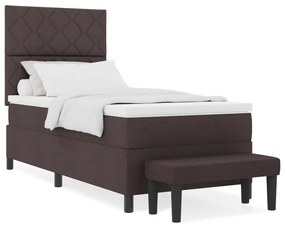 Box Spring Ágy Matrac és Pad Sötétbarna 100x200 cm Szövet