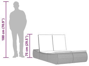 világosszürke polyrattan dupla napozóágy párnával