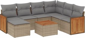 vidaXL 8 részes bézs polyrattan kerti ülőgarnitúra párnával