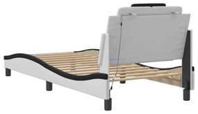 fehér és fekete műbőr ágykeret LED-világítással 90x190 cm