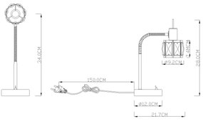 Globo 54356-1T - Asztali lámpa KRIS 1xE14/40W/230V