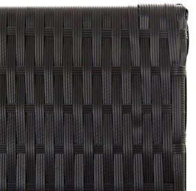 fekete 6-paneles polyrattan térelválasztó