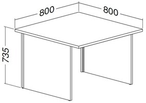 ProOffice A asztal 80 x 80 cm, bükkfa