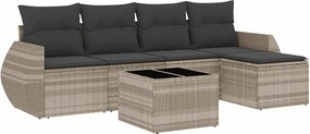 vidaXL 6 részes világosszürke polyrattan kerti ülőgarnitúra párnákkal