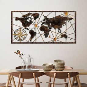 World Map Large - 1 fém világtérkép faldekoráció