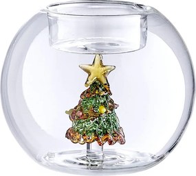 MERRY BRIGHT üveg gyertyatartó gömb Ø8cm , karácsonyfa