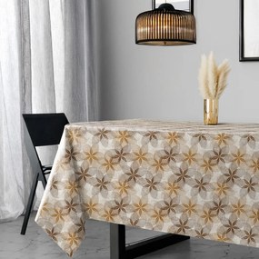 Cerata Vastag Prémium Abrosz Poliészter Bézs Barna Csillámos Virágok 140x140