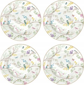 4 db-os tányér szett 19 cm desszertes tányér virág motívum színes ajándék