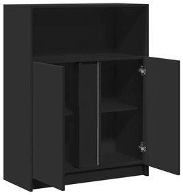 fekete szerelt fa tálalószekrény LED-del 77 x 34 x 100 cm