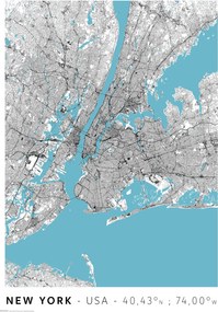 New York várostérkép poszter A3 29,7x42 cm