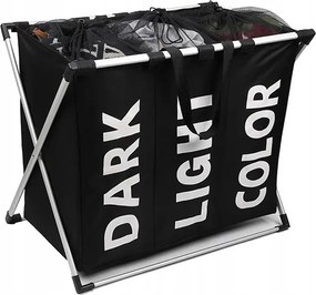 Hármas szennyestartó szennyestartó kosár fekete