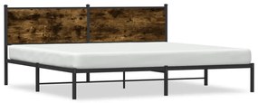 füstös tölgy színű fém ágykeret matrac nélkül 200 x 200 cm