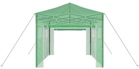 Sétáló Üvegház Felhajtható Vázal – Zöld, 430 x 290 x 315 cm, Acél