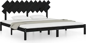 vidaXL fekete tömör fa ágykeret 200 x 200 cm