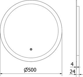 Mexen Oro világító fürdőszobai tükör, kerek 50 cm, LED 6000K, páramentes - 9824-050-050-611-00
