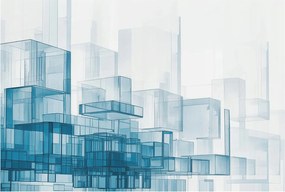 Divatos 3D Fali Tapéta Átlátszó kockák 104x70 Ragasztóval