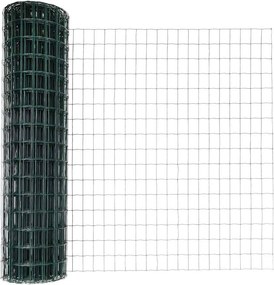 vidaXL Kerítés oszlopokkal Zöld 1 x 10 m Acél és PVC