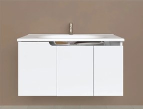 Piramida EURIDIKA fali fürdőszobabútor - műmárvány mosdóval - 3 ajtós - 100 x 48 x 53 cm
