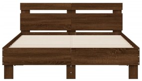 barna tölgy színű szerelt fa ágykeret fejtámlával 120x200 cm