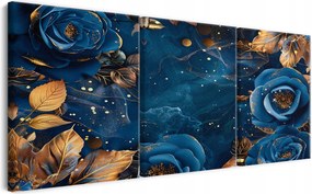 Elegáns Vászonkép Glamour Triptichon Gránátalma Arany Virág Fali dekoráció 90x180