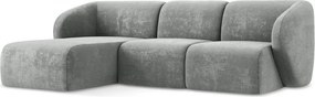 Szürke zsenília sarokkanapé (bal oldali-heverő résszel) Lani – Makamii