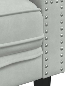 világosszürke bársony Chesterfield kanapéfotel