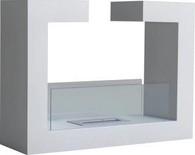 HOMCOM Asztali Bioetanol Kandalló 2000W Rozsdamentes Acélból, Szagtalan Üveggel 78 x 25 x 58 cm Fehér | Aosom