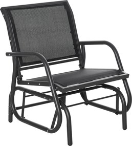 Outsunny Fém Hinta Szék Kerti Szék Kartámaszos és Hátlapos Hinta Szék, Maximum 120 kg Terhelhetőség, Kültéri Pihenő Szék Erkélyre, Kertbe és Teraszra,