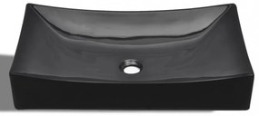 Fürdőszoba téglalap alakú kerámia mosdó fekete