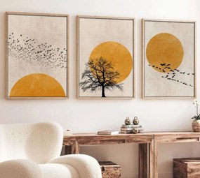 Huhu147 keretezett MDF falikép, 50 x 70 cm, 3 db-os szett