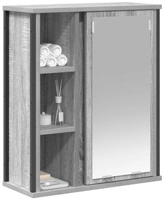szürke sonoma fürdőszoba fali szekrény tükörrel 50x21x60 cm