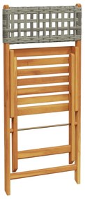 vidaXL 3 részes szürke polyrattan és tömör fa bisztrószett