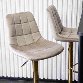 ARCOS bárszék, bézs, bársony, arany lábbal