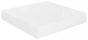 2 db magasfényű fehér MDF lebegő fali polc 23 x 23,5 x 3,8 cm