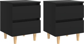 vidaXL 2 db fekete éjjeliszekrény tömör fenyőfa lábakkal 40x35x50 cm
