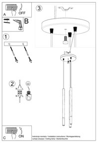 Sollux SL.0887 - Csillár zsinóron MOSAIC 3xG9/12W/230V fekete/króm