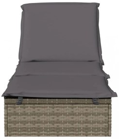 1 db szürke polyrattan napozóágy párnával 201 x 55 x 62 cm