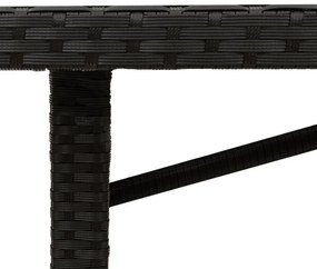 fekete polyrattan üveglapos kerti asztal 190 x 80 x 75 cm