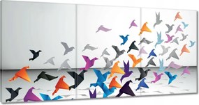 Vászonkép 60x30 Origami Madarak repülés közben