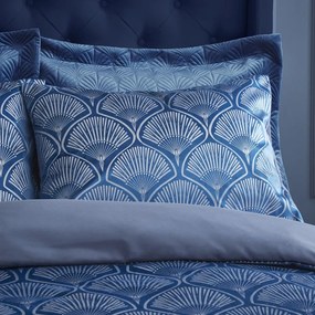 Kék kétszemélyes ágyneműhuzat 200x200 cm Art Deco Pearl - Catherine Lansfield