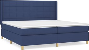 vidaXL kék szövet rugós ágy matraccal 200 x 200 cm