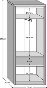 Akasztós szekrény 4D1S/70, sonoma tölgy, NORTY TYP 22