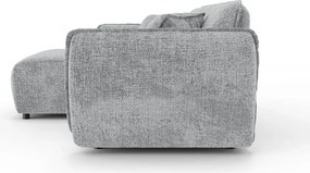 Világosszürke zsenília sarokkanapé (bal oldali-heverő résszel) Nelia – Ropez