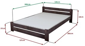 Laura ágy 120 x 200 cm, diófa Ágyrács: Léces ágyrács, Matrac: Coco Maxi 19 cm matrac