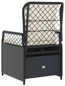 2 db fekete polyrattan dönthető kerti szék
