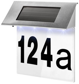 tectake 402410 házszám napelemes led világítással - ezüst