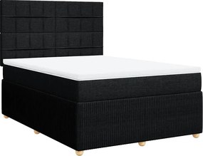 vidaXL fekete szövet rugós ágy matraccal 160x200 cm