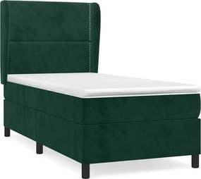 vidaXL sötétzöld bársony rugós ágy matraccal 90x190 cm